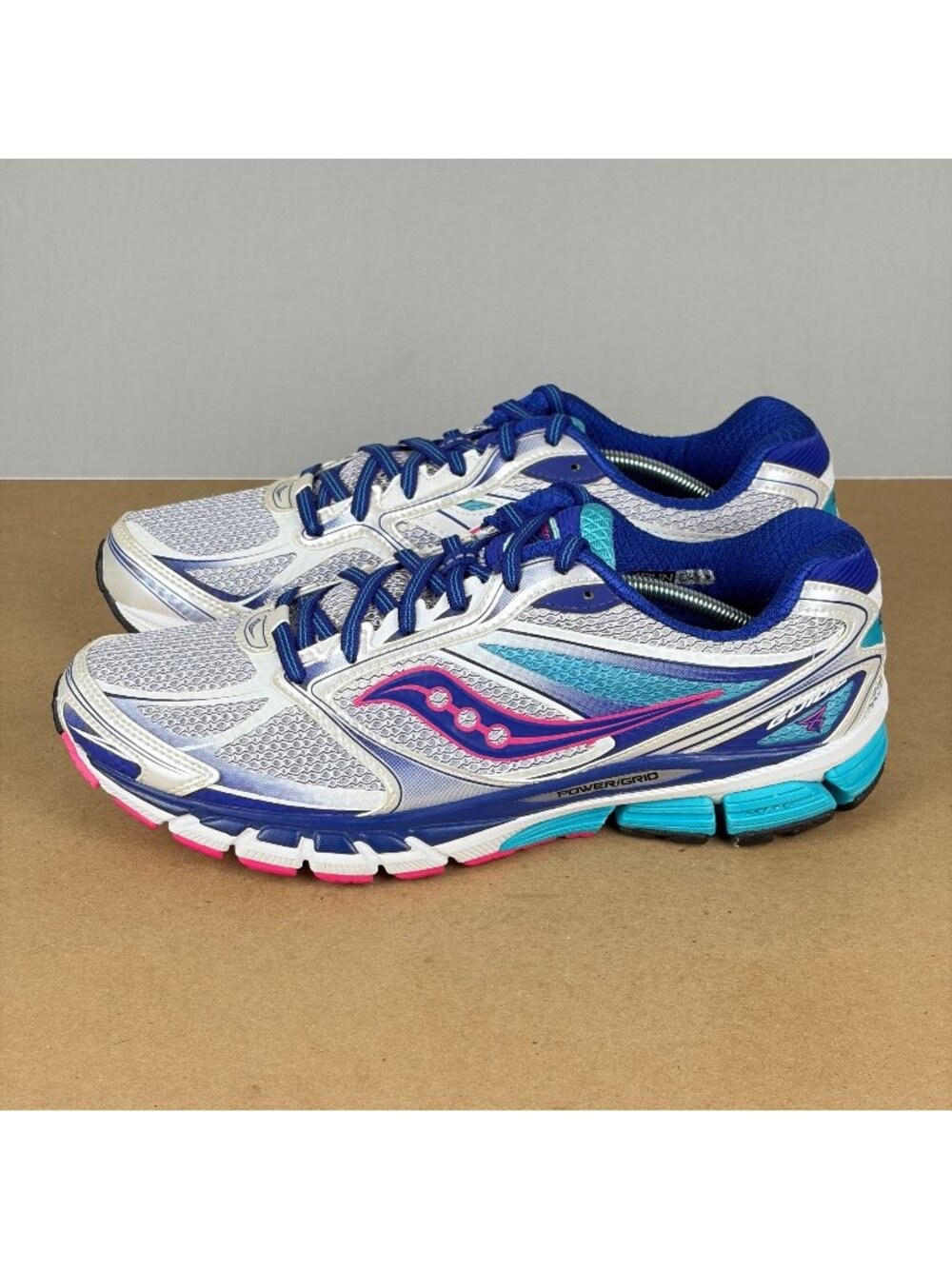 Saucony Guide 8 Athletic Running Shoes Womens 12 White Blue Pink Breathable